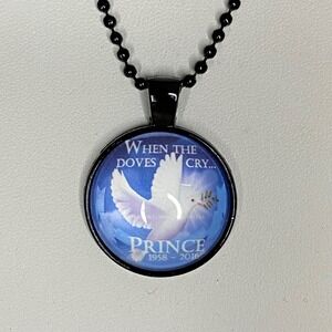 Prince When The Doves Cry Memorial Pendant Necklace Black Ball Chain 1958 2016‎